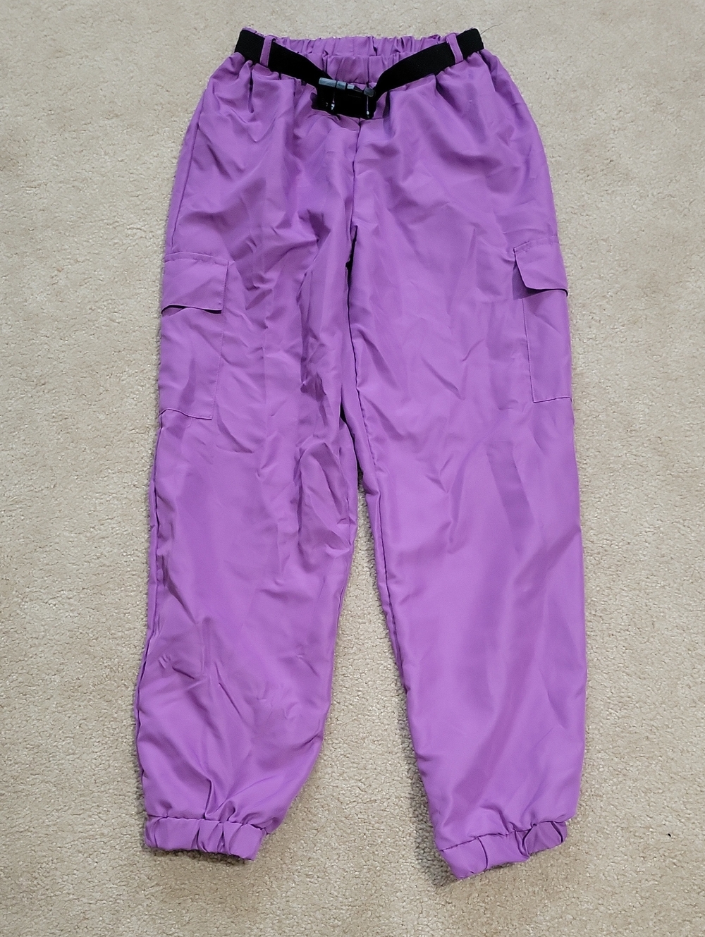 Weissman Lilac Cargo Jogger Pants with Black Belt
